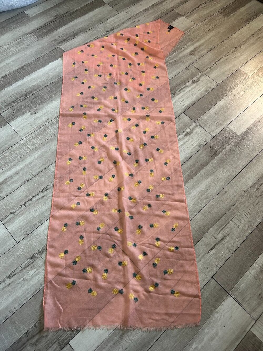 Women's Peachy-Pink Pineapple Print Scarf Wrap Shawl Beach Tropical 72 x 22